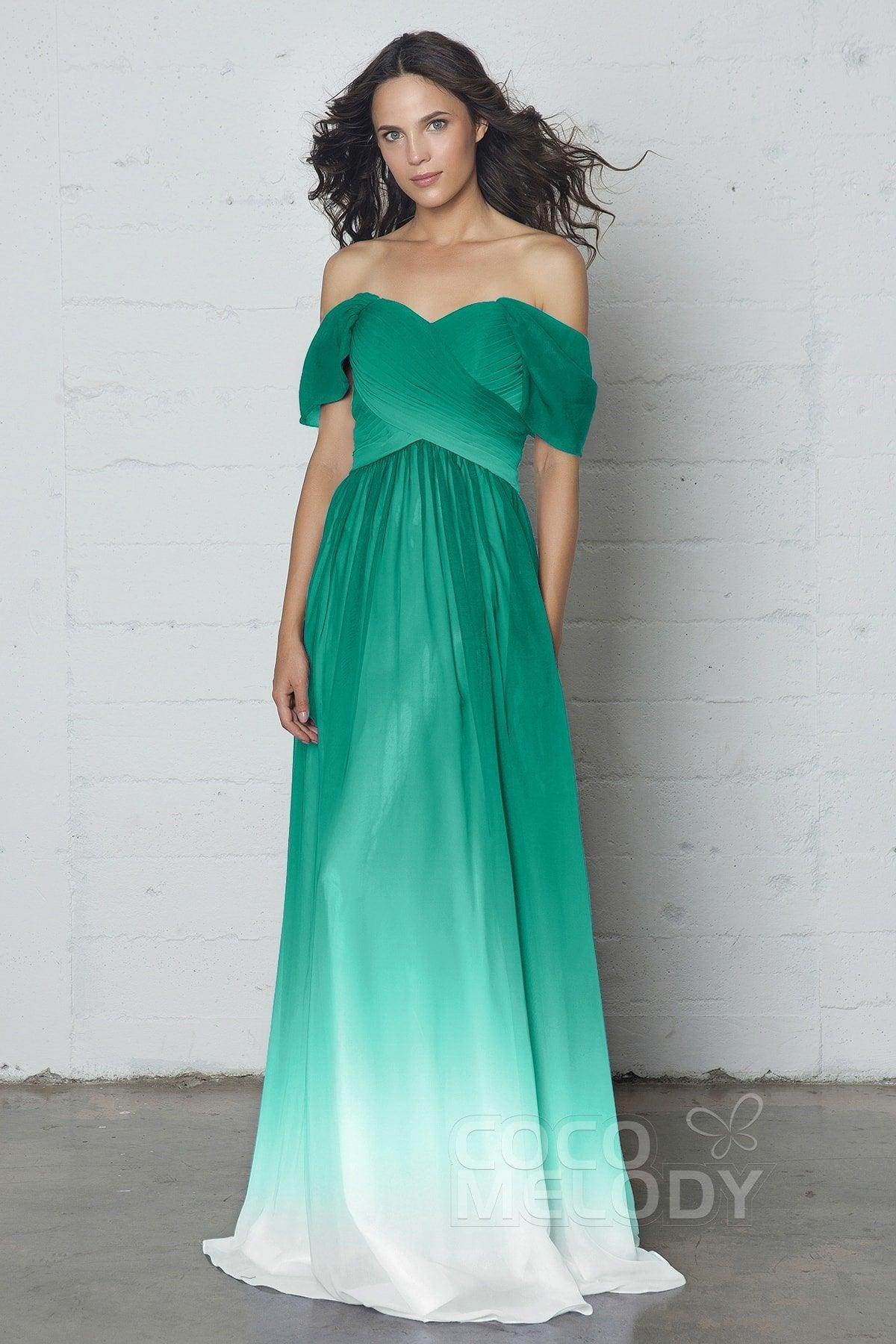 Sheath-Column Floor Length Ombre Chiffon Dress COZF17015 - COCOMELODY